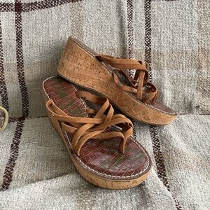 Sam Edelman Leather Strappy Cork Wedges